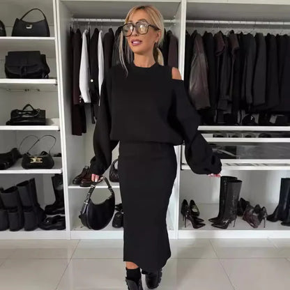 Batwing Sleeve Sweater Vest Suit