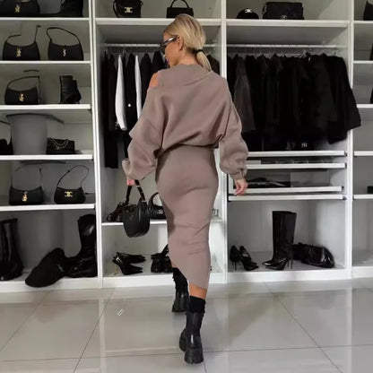 Batwing Sleeve Sweater Vest Suit